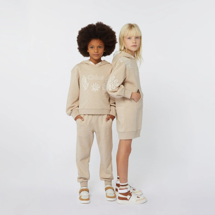 CHLOÉ Hooded dress Girl's' Beige Size 12 100% Cotton