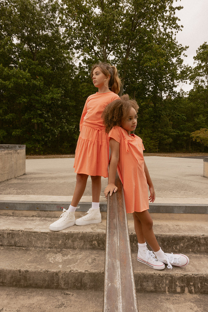 girls orange dress Crew Kids Cotton Knot Dress