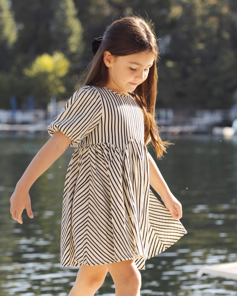 Rose Dress Wavy Stripe, 2-3Y at Rylee + Cru