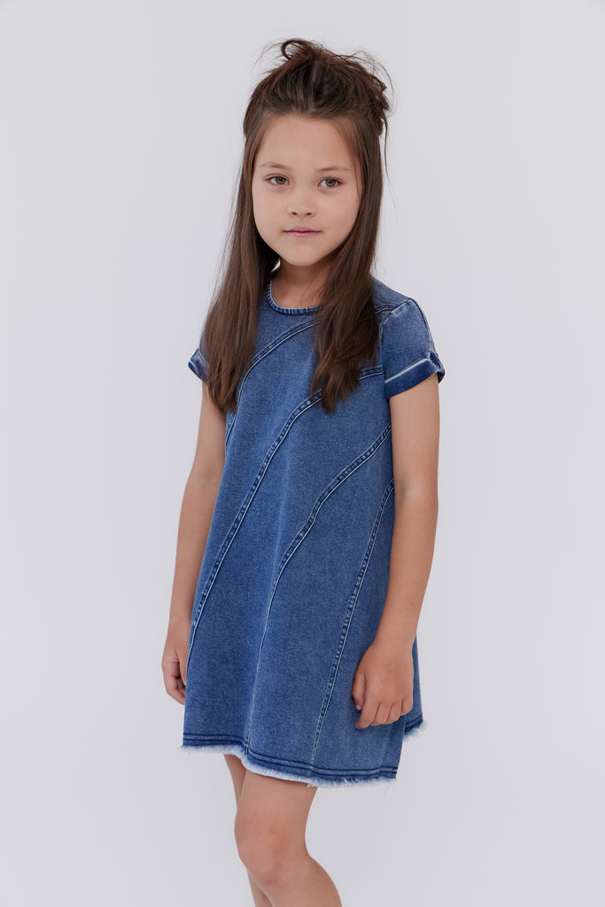 Crew Kids Stitch Patch Denim Dress 8