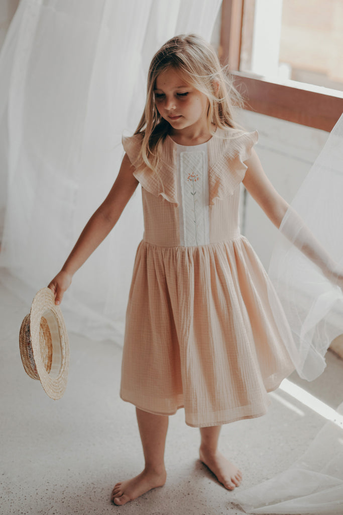 Popelin Organic Dress with Yoke and Frill 5