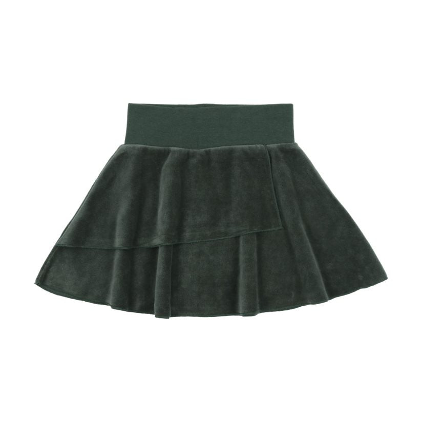 Lil Legs Velour Tiered Skirt - Green