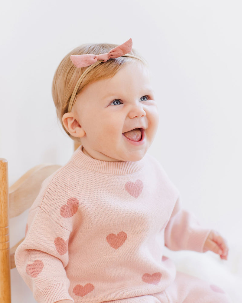 Quincy Mae Knit Heart Set - Bubblegum