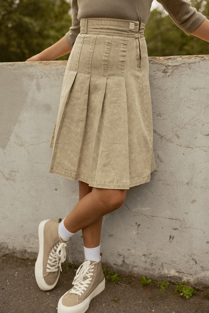 Crew Kids Half Pleat Skirt - Vintage Green