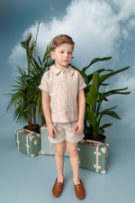 Belati Boxy Shirt and Shorts Set - Beige