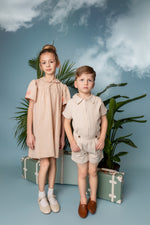 Belati Boxy Shirt and Shorts Set - Beige