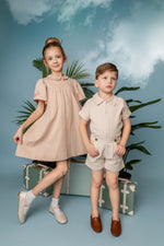 Belati Boxy Shirt and Shorts Set - Beige