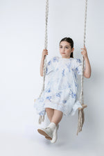 Noma Three Quarter Sleeve Printed Floral Dress - Blue