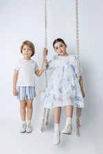 Noma Three Quarter Sleeve Printed Floral Dress - Blue