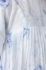 Noma Three Quarter Sleeve Printed Floral Dress - Blue
