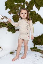 Belati Embroidered Floral Knit Baby Set - Cream