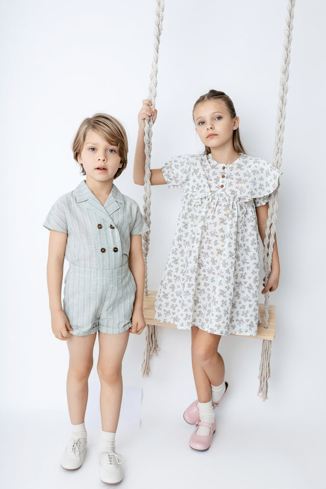Noma Short Sleeve Floral Frill Dress - Pink