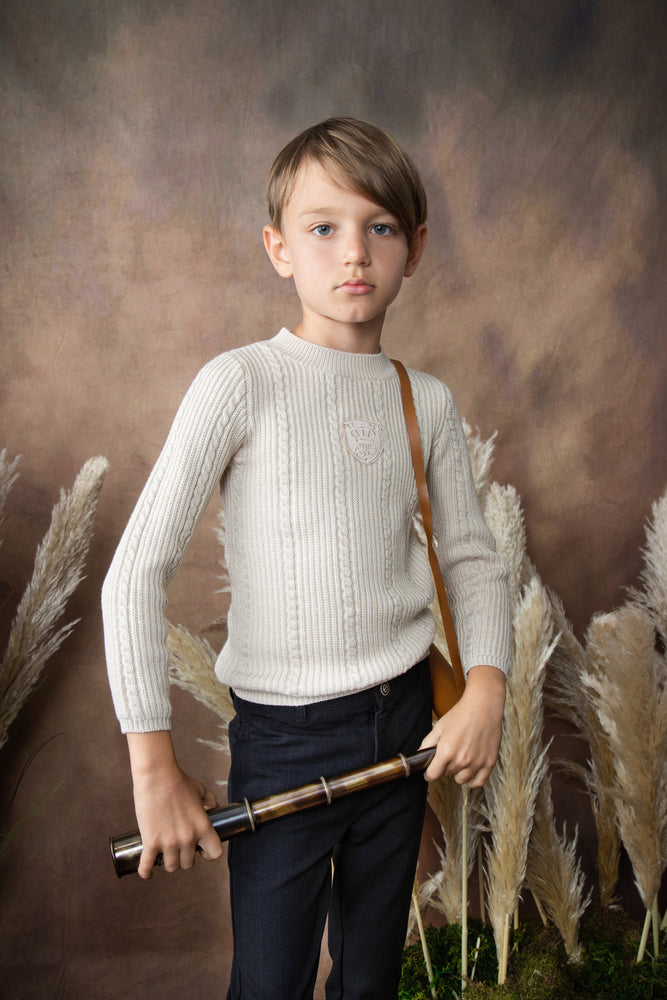 Belati Double Mock Neck Cable Knit - Ivory
