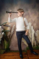 Belati Double Mock Neck Cable Knit - Ivory