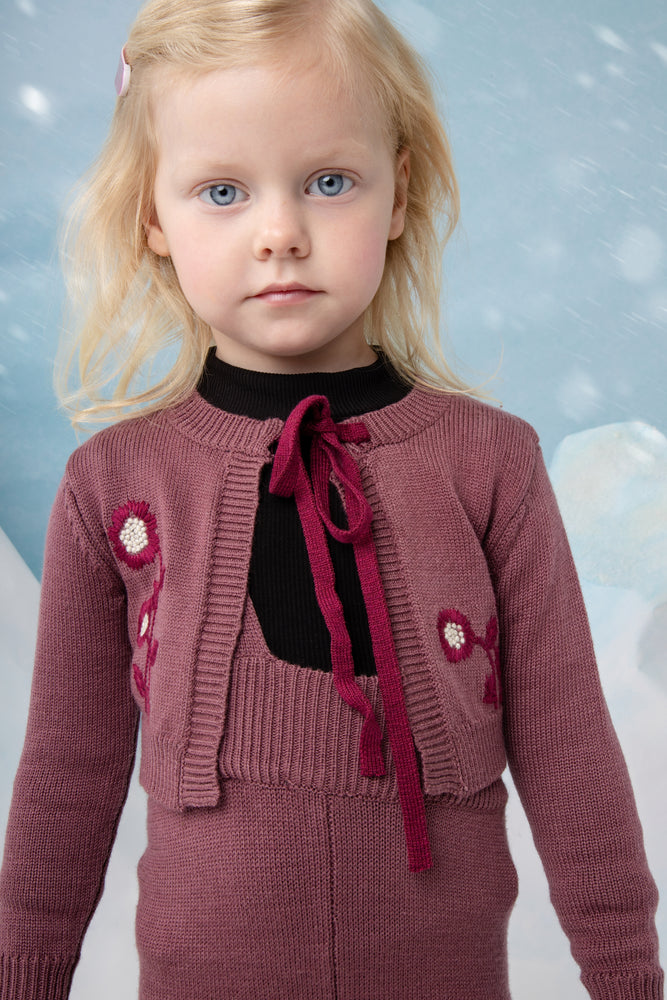 Noma Embroidered Flower Baby Set - Berry