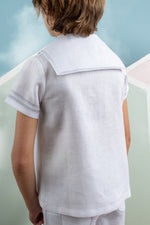Belati Sailor Collar Shirt Set - White