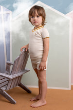 Belati Neck Stripe Emblem Toddler Set - Ivory