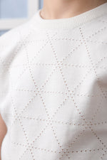 Belati Diamond Pointelle Knit Top - White