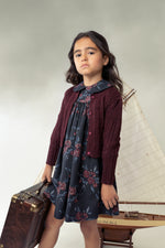 Belati Floral Collared Dress - Navy