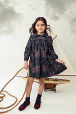 Belati Floral Collared Dress - Navy