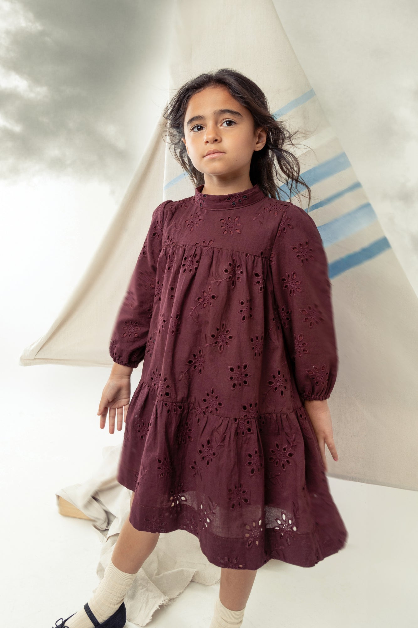 Belati Eyelet Dress - Wine The Shoppe Miami Belati Eyelet Dress - Wine The Shoppe Miami