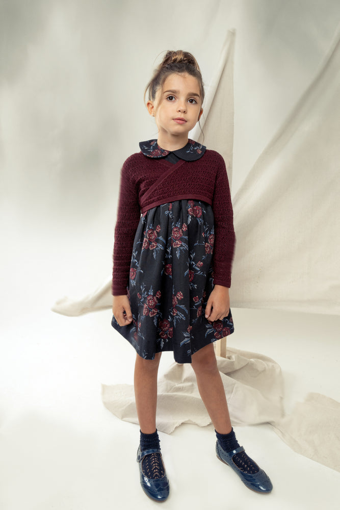 Belati Wrap Knit Cropped Cardigan - Wine