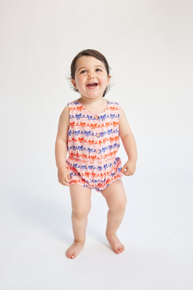 Bobo Choses Ribbon Bow All Over Woven Romper
