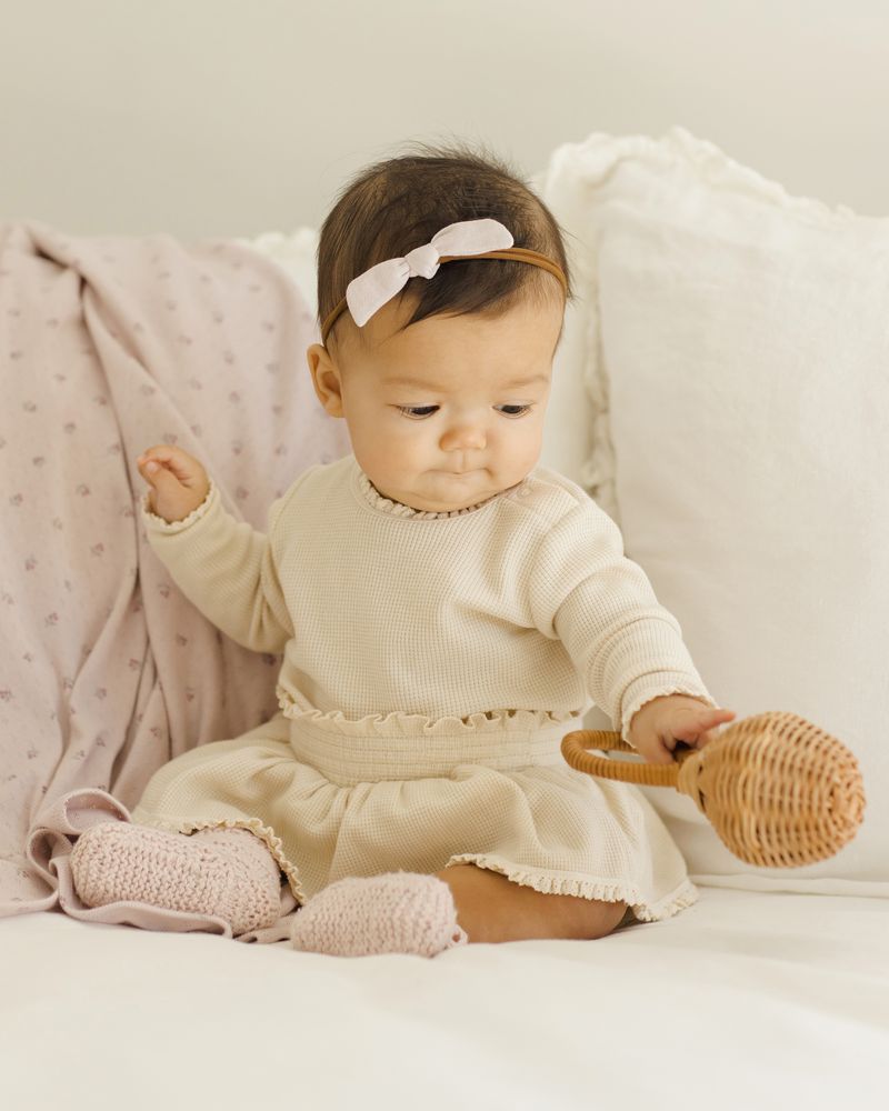 Quincy Mae Waffle Bodysuit Bloomer Set - Natural