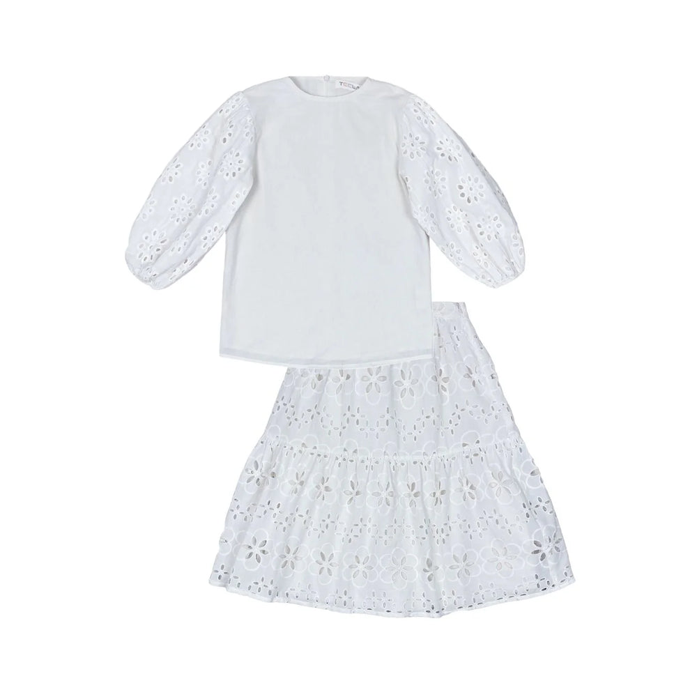 Teela Eyelet Teen Set - White