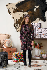 Porter Deep Floral Black Chiffon Dress