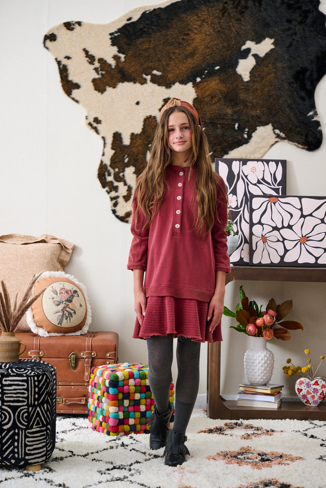 Porter Drop Waist Sweatshirt Dress - Terracotta 18 Porter Drop Waist Sweatshirt Dress - Terracotta 18