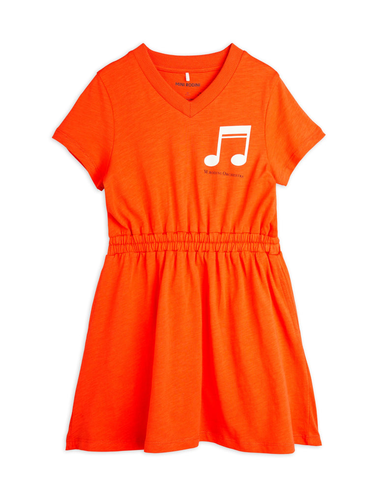 Mini Rodini Note Short Sleeve Dress - Red