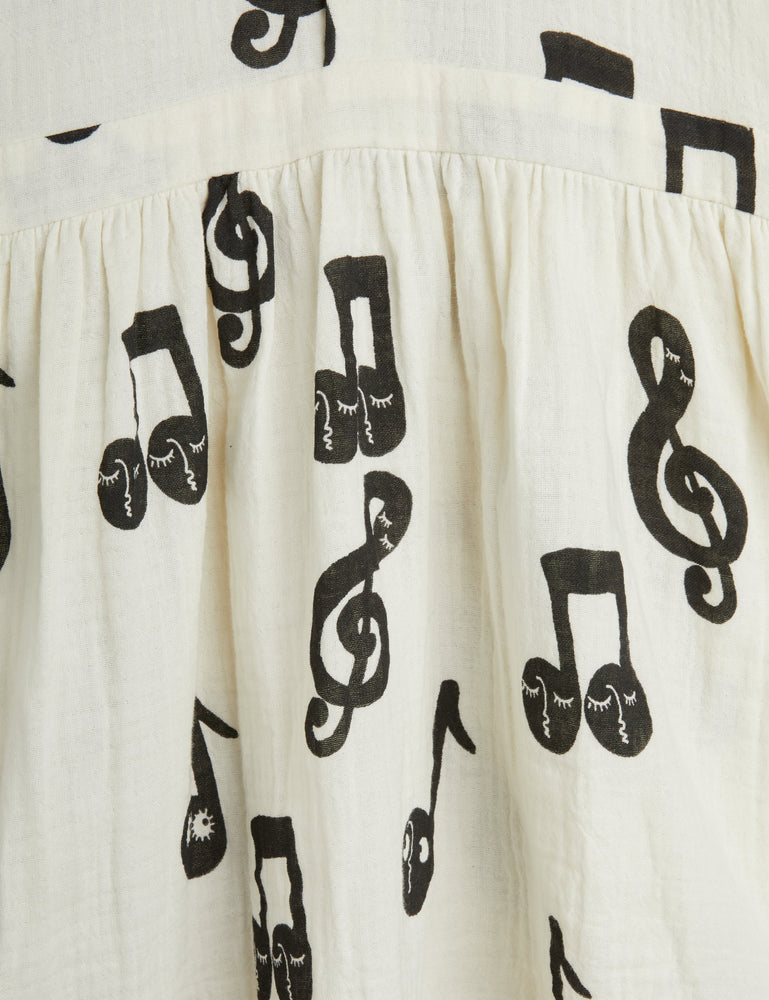 Mini Rodini Note Muslin Short Sleeve Dress - White