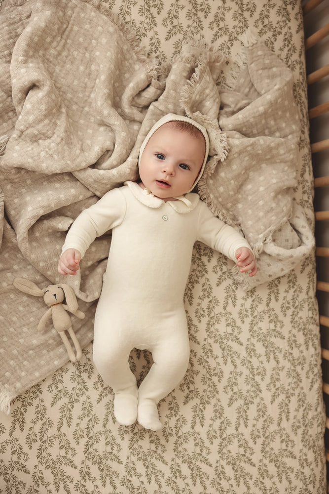 Lilette Velour Collar Footie - Cream