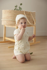 Lilette Scattered Cherry Romper - Ivory/Mint
