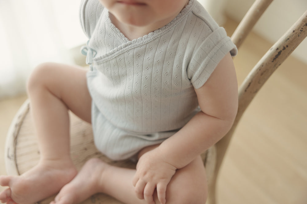 Lilette Fine Pointelle Romper - Sky Blue