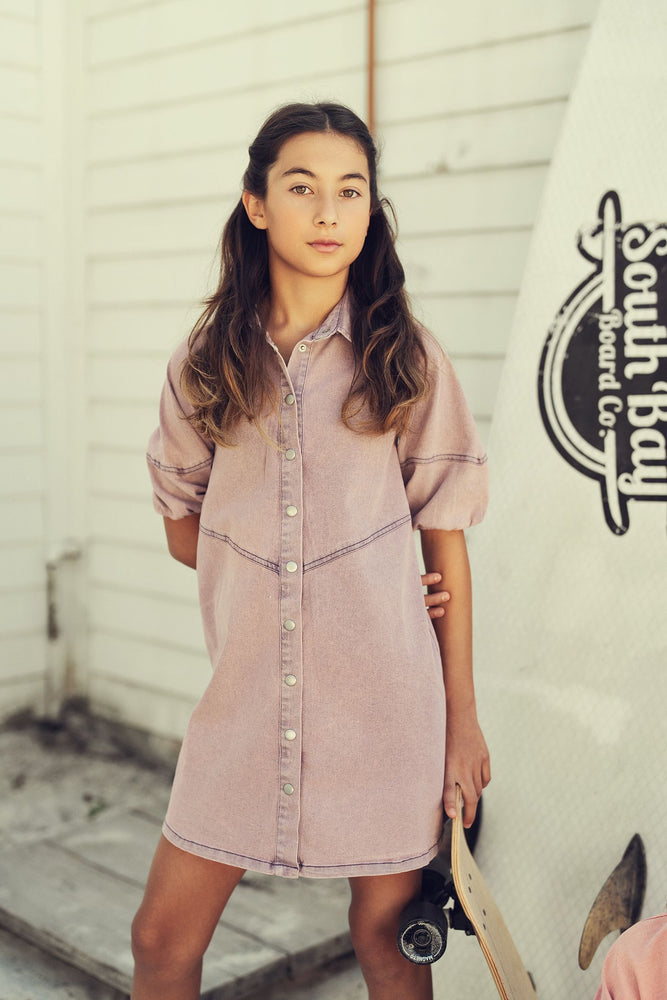 Teela Colored Denim Dress - Purple