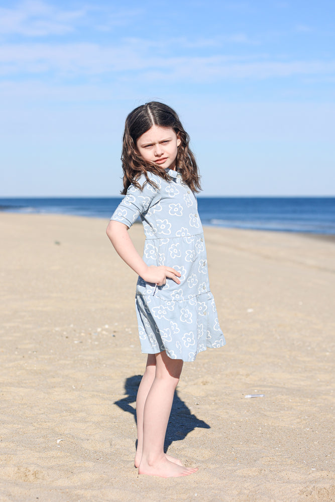 Montee Tiered Flower Dress - Blue