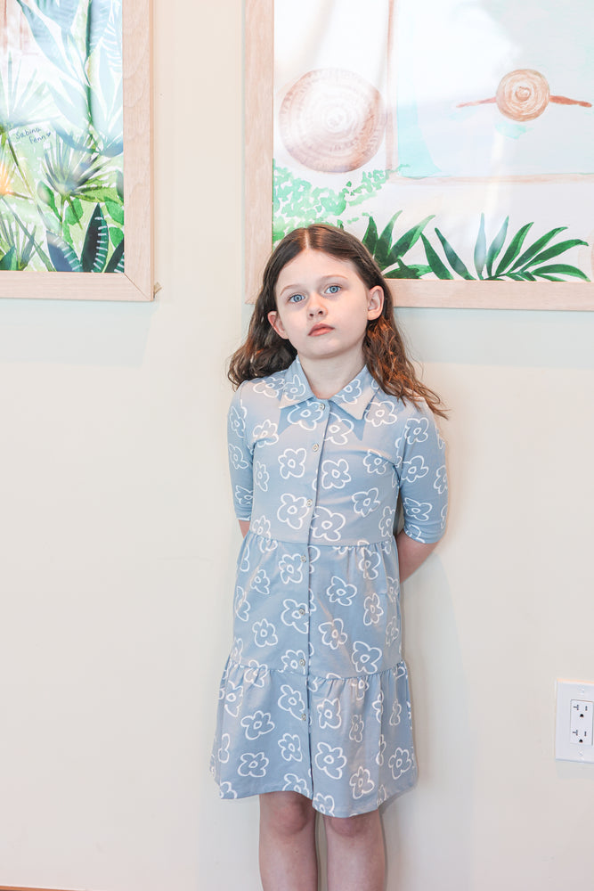 Montee Tiered Flower Dress - Blue