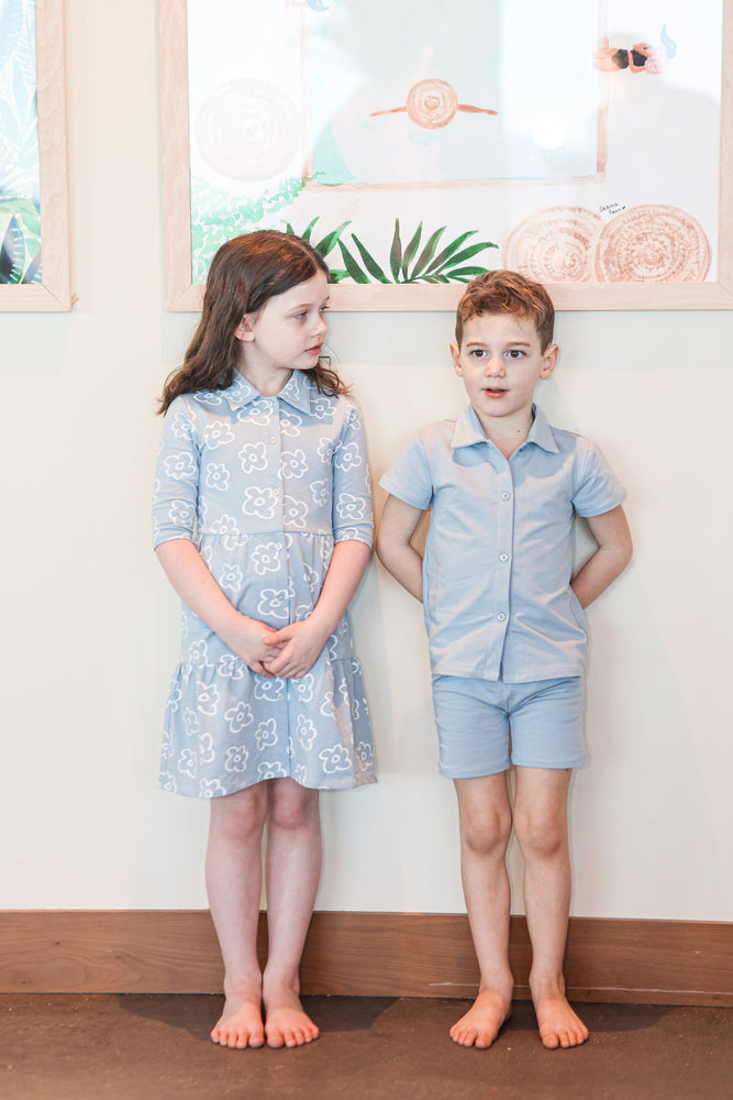 Montee Tiered Flower Dress - Blue