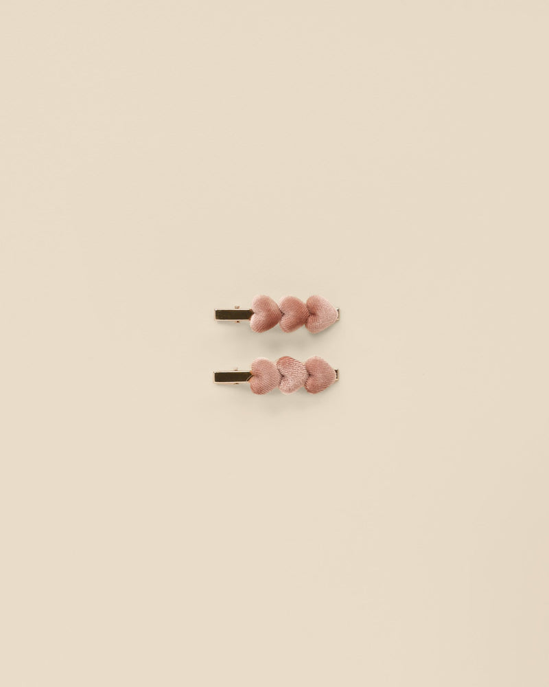 Noralee Velvet Heart Clips - Dusty Rose