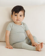 Quincy Mae Bamboo Short Sleeve Pajamas - Sage Grid