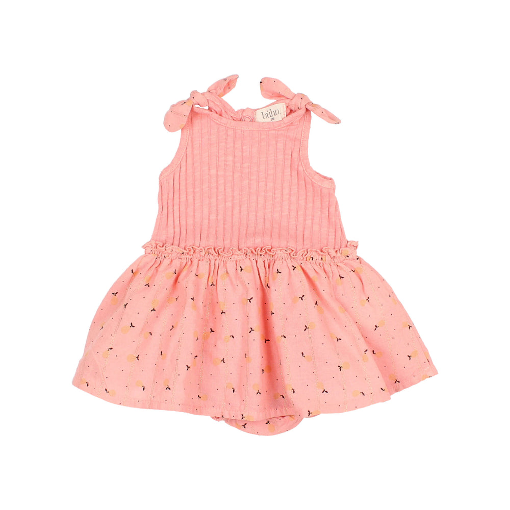 Buho Sweet Pears Combination Baby Dress - Peach Pink