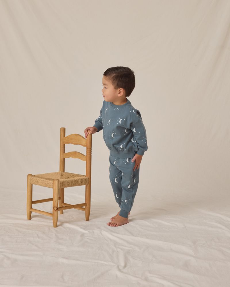 Quincy Mae Relaxed Fleece Sweatshirt Set - Silver Moons