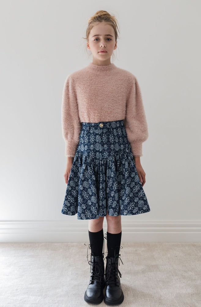 Steph the Label Fleur de Lis Denim Skirt