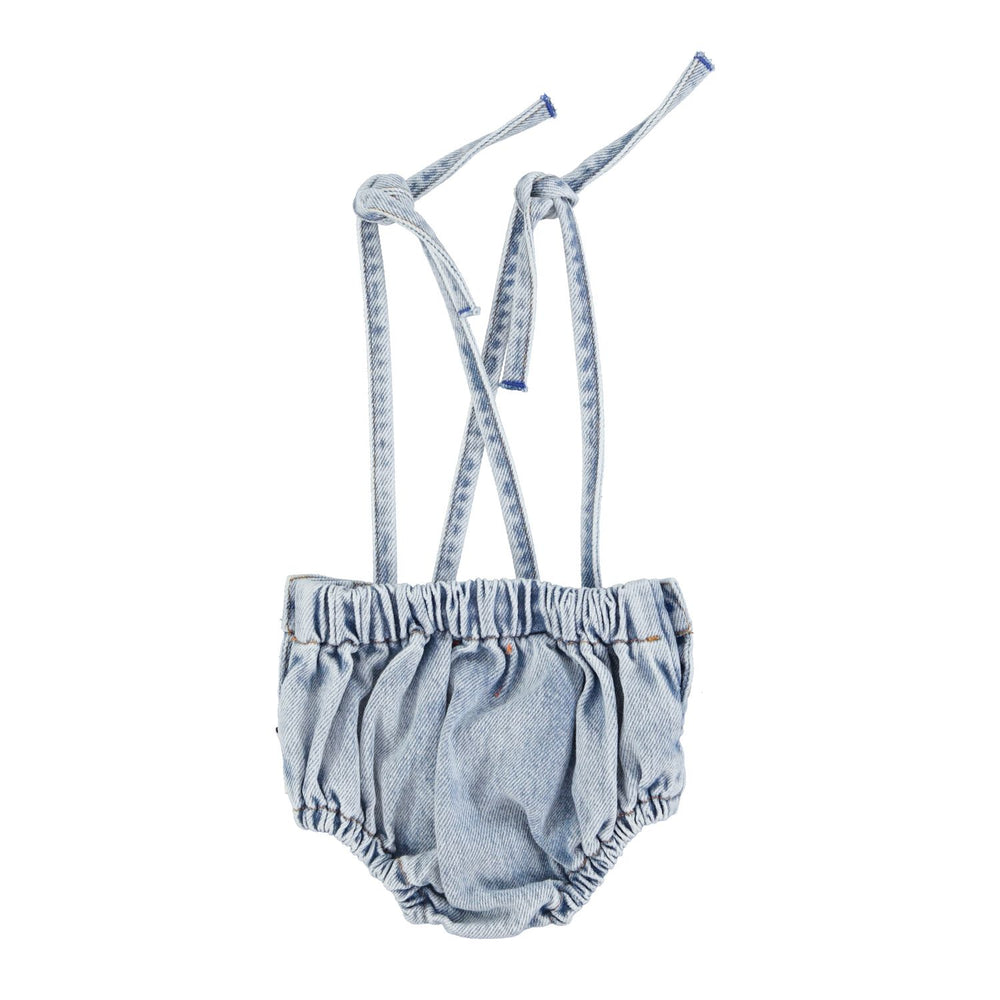Piupiuchick Baby Bloomer with Straps - Washed Blue Denim