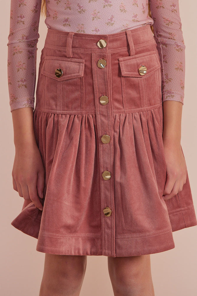 Petite Amalie Pink Cord Skirt - Misty Rose