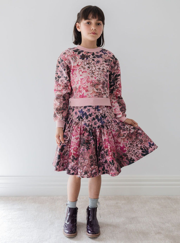 Steph the Label Blurred Floral Denim Skirt