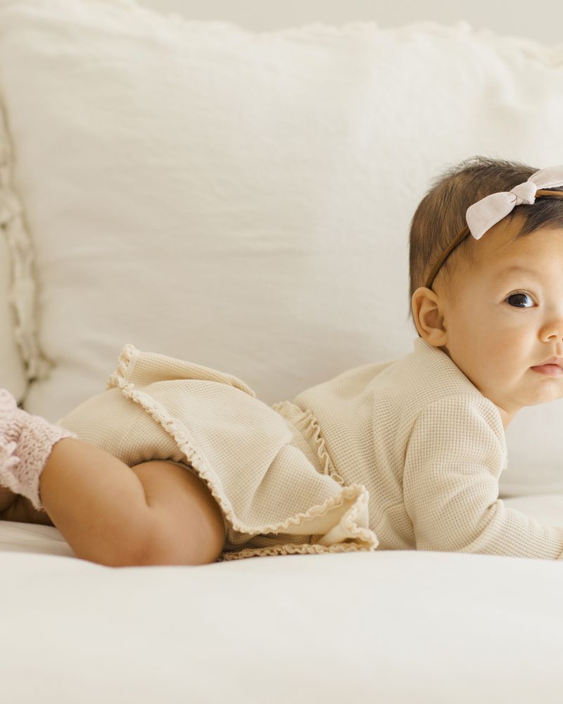 Quincy Mae Waffle Bodysuit Bloomer Set - Natural