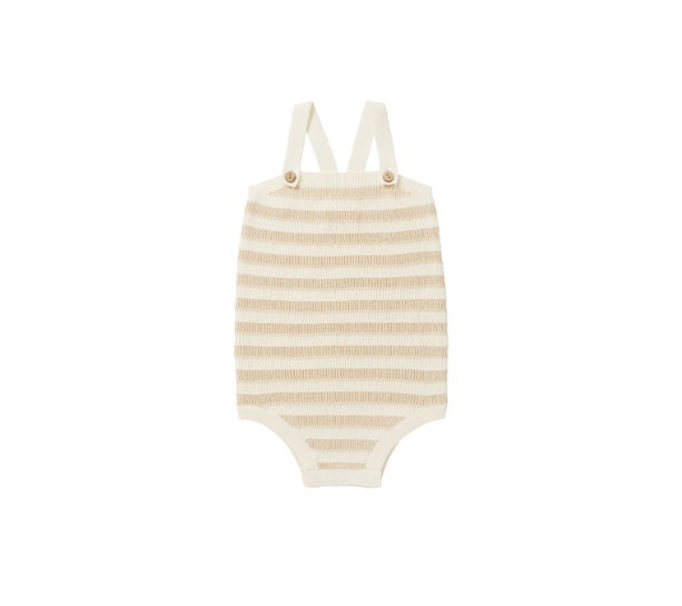 Rylee + Cru Knit Baby Romper - Sand Stripe